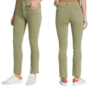 MOTHER Denim the Stash Mid Rise Dazzler Ankle Jean in Second Chance Green Sz 26